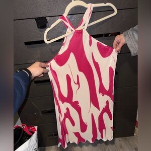 Pink and White Halter Dress